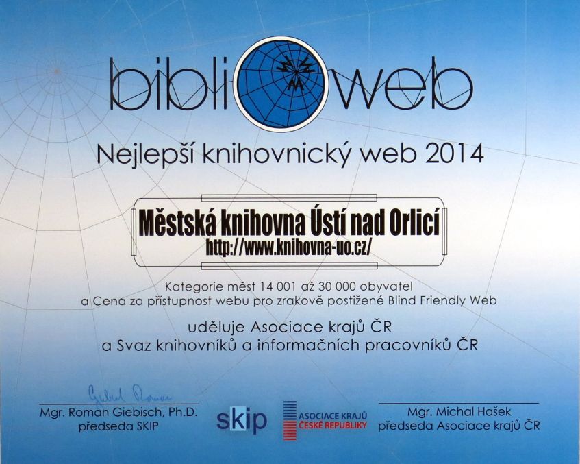 Diplom soutěže Biblioweb